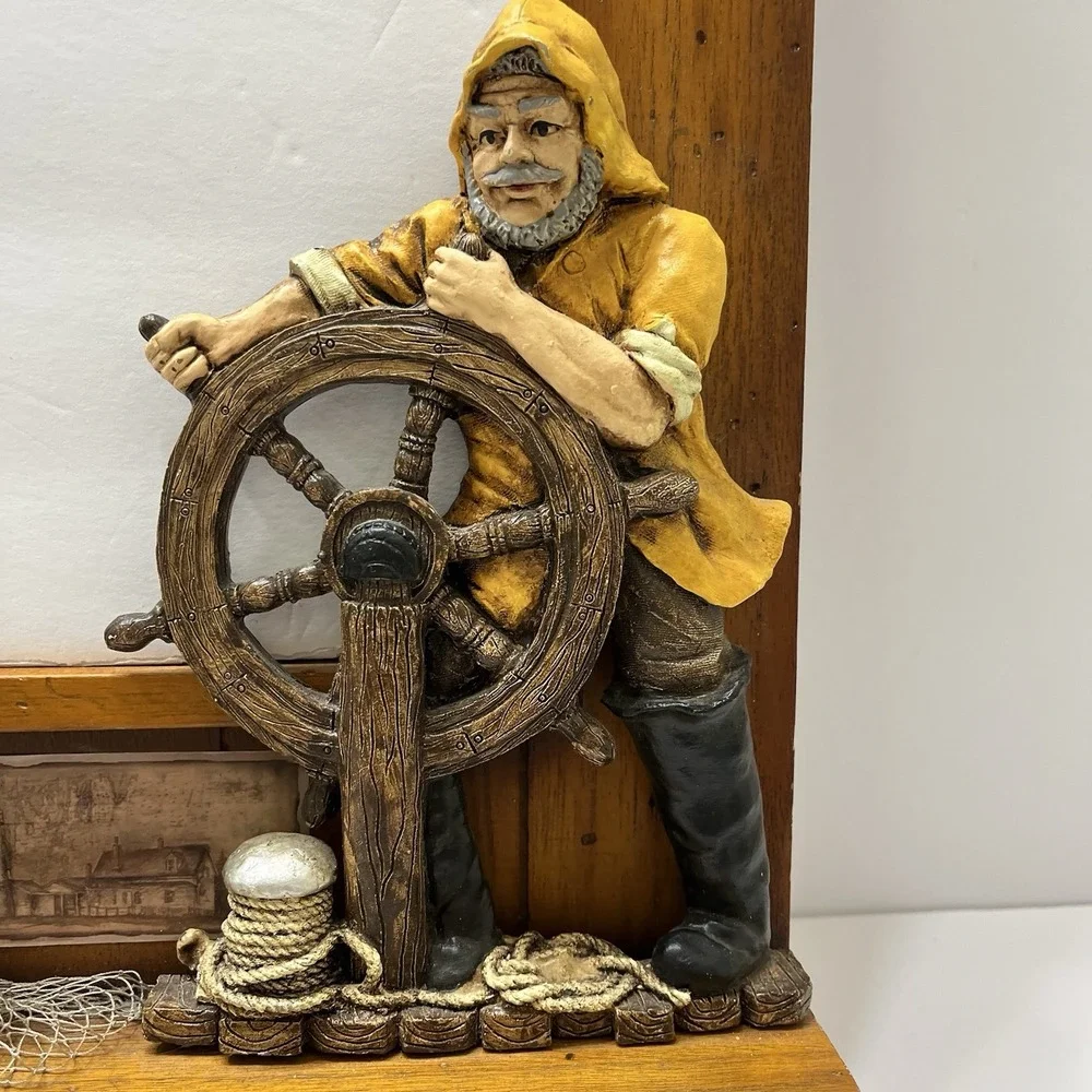 Vintage Wooden Sailor Theme Mirror 3D With Hooks 19.5x13.25